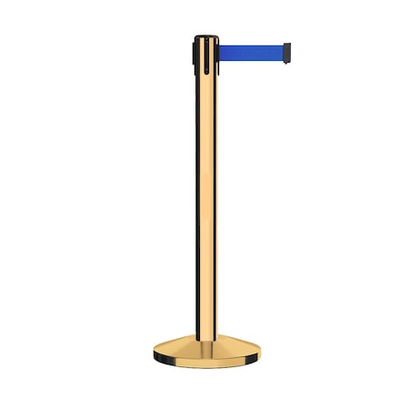 Montour Line Stanchion Belt Barrier Pol.Brass Post 16ft. Blue Belt ES660-PB-BL-160